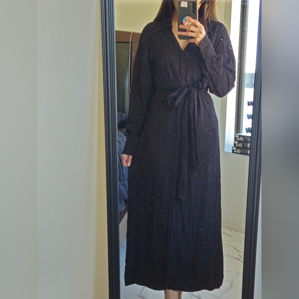 H&M black collared long dress